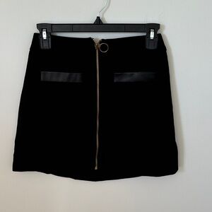 Express Black Mini Skirt with Gold Zipper